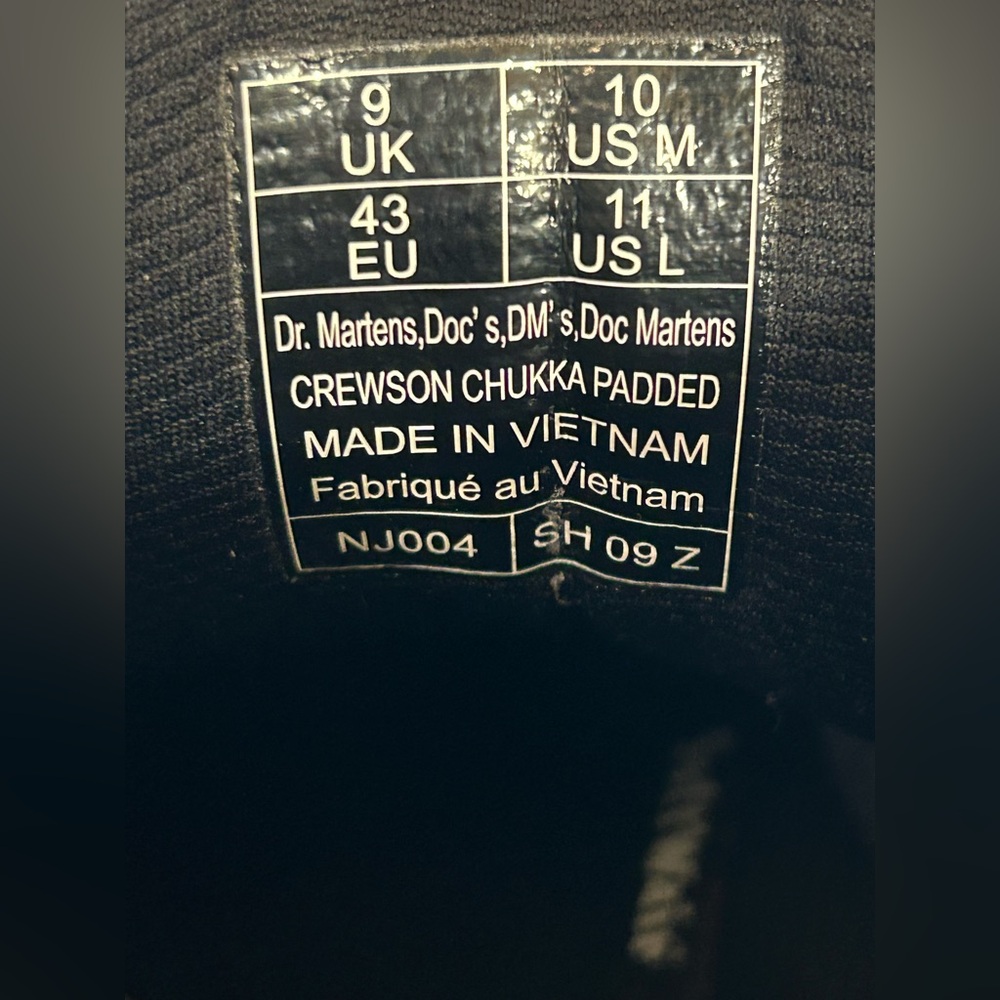 Dr. Marten Crewson Chukka Black Boots Men’s 10 Padded Leather - Picture 7 of 7